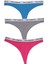 Kadın 3lü Strıng Tanga Mavi-Gri-Fuşya 1