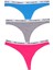 Kadın 3lü Strıng Tanga Mavi-Gri-Fuşya 5