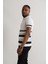 Slimfit Polo Yaka Likralı Çizgili Triko Kumaş Yazlık Spor Erkek T-Shirt 1