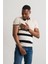 Slimfit Polo Yaka Likralı Çizgili Triko Kumaş Yazlık Spor Erkek T-Shirt 2