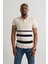 Slimfit Polo Yaka Likralı Çizgili Triko Kumaş Yazlık Spor Erkek T-Shirt 3