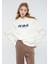 Kadın Mavi Logo Baskılı Kapüşonlu Ekru Sweatshirt 168334-81964 1