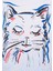 Kadın Kedi Baskılı Beyaz Tişört 1611335-620 5