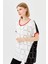 Kadın Yakası ve Kolu Sarı Bantlı Penye T-Shirt Siyah/ekru 2