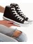 Günlük Keten Rahat Bilekli Siyah Uzun Convers Sneaker Spor Ayakkabı 1