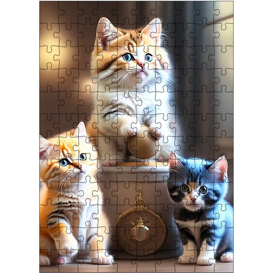 Tablomega Ahşap Mdf Puzzle Yapboz Yavru Kediler 120 Parça 25*35 cm