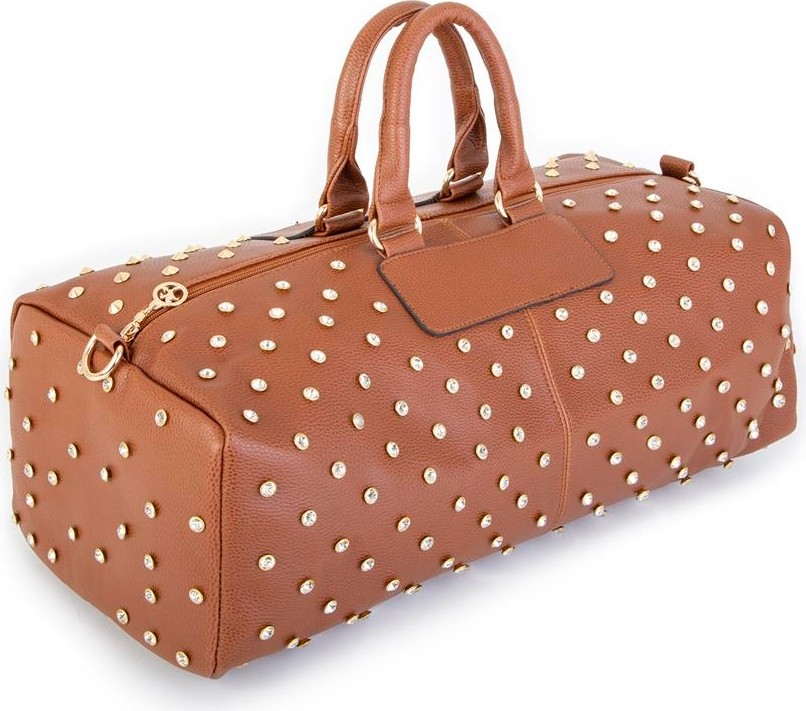 Nas Bag Kadın Büyük Boy Zımbalı Geniş Valiz ve El Çantası Taba Natural