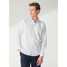 Süvari Slim Fit Klasik Yaka Düz Mavi - Buz Erkek Gömlek GM1007100528