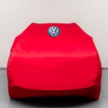 Teksin Volkswagen T-Roc Kumaş Logolu Oto Branda - Penye Örtü Kırmızı