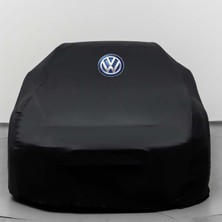 Teksin Volkswagen Golf 7  (2012-2020) Kumaş Logolu Oto Branda - Penye Örtü Siyah