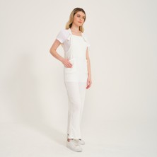 Barbora Askılı Büyük Cep Detaylı Kadın Salopet Tulum BT283BEYAZA1