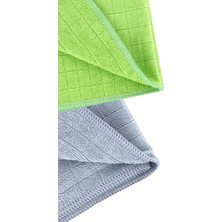 Silver Home 2 Adet Silver Home 50*70 cm Kareli Kurulama Microfiber Bez 120 G. 320 G./msqr Overlok Yeşil - Gri