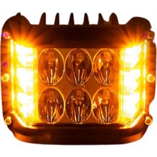 STS Oto Aksesuar Off Road Motosiklet 45W 12 LED 10CM Beyaz Turuncu Çakarlı Kare Sis Farı Çalışma Lambası 2 Adet Sağ Sol