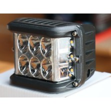 STS Oto Aksesuar Off Road Motosiklet 45W 12 LED 10CM Beyaz Turuncu Çakarlı Kare Sis Farı Çalışma Lambası 2 Adet Sağ Sol