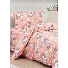 Mert Collection Çarşı Unicorn Pamuklu Lastikli Çarşaflı (Fitted) Tek Kişilik Nevresim Takımı