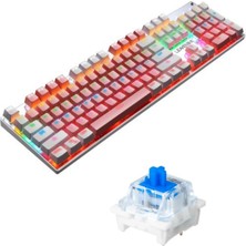 Sarftech Leaven K660 Kablolu 104 Tuşlu  Mavi Switch Rgb Mekanik Gaming Oyuncu Klavyesi -Pembe