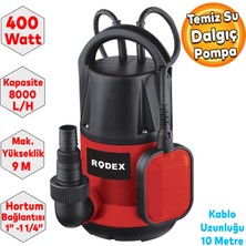 Rodex RDX814 Dalgıç Pompa Temiz Su 400W 8000 L/h 8 Metre