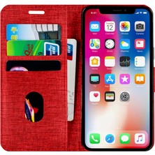 Buway Apple Iphone 13 Mini Kartvizitli Cüzdan Kılıf Kırmızı