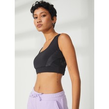 Grab Siyah Kadın O Yaka Kısa Sporcu Sütyeni GW-T23S050 Poly Bralette