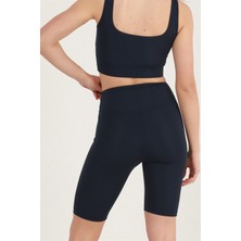 Miss Maral Kadın Lacivert Yüksek Bel Toparlayıcı Kısa Spor Tayt Biker Şort  Basics Casual & Comfort 1070
