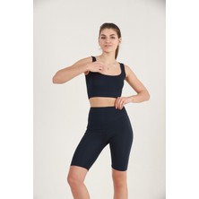 Miss Maral Kadın Lacivert Yüksek Bel Toparlayıcı Kısa Spor Tayt Biker Şort  Basics Casual & Comfort 1070