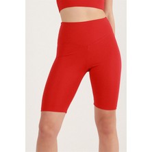 Miss Maral Kadın   Kırmızı Yüksek Bel Toparlayıcı Kısa Spor Tayt Biker Şort  Basics Casual & Comfort 1070
