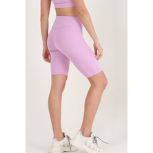 Miss Maral Kadın  Lila Renk  Yüksek Bel Toparlayıcı Kısa Spor Tayt Biker Şort  Basics Casual & Comfort 1070