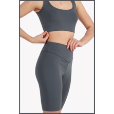 Miss Maral Kadın Antrasit Yüksek Bel Toparlayıcı Kısa Spor Tayt Biker Şort  Basics Casual & Comfort 1070