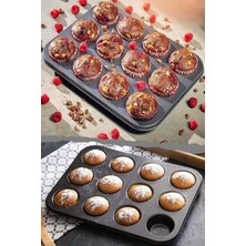 Muffin Kalıbı 12'Li Kek Pasta Kurabiye Cupcake Muffin Kalıbı Kek Çörek Fırın Kapsül Tepsisi Siyah