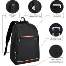 Waddell Siyah Smart Bag Gizli USB Şarj Girişli Akıllı Sırt Çantası (3050)