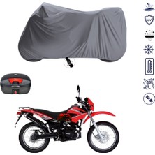 Teksin Kanuni Cross 150 Çantalı Motosiklet Branda Su Geçirmez Topcase Uyumlu Motor Branda