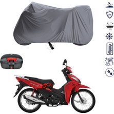 Teksin Honda Wave 110 Çantalı Motosiklet Branda Su Geçirmez Topcase Uyumlu Motor Branda