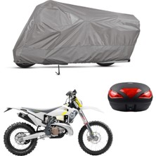 Teksin Husqvarna Te 250 Çantalı Motosiklet Branda Su Geçirmez Topcase Uyumlu Motor Branda
