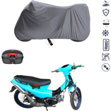 Teksin Suzuki Best 110 Çantalı Motosiklet Branda Su Geçirmez Topcase Uyumlu Motor Branda