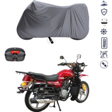 Teksin Kanuni Classic 125 Çantalı Motosiklet Branda Su Geçirmez Topcase Uyumlu Motor Branda