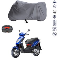 Teksin Kymco Agility 125 Çantalı Motosiklet Branda Su Geçirmez Topcase Uyumlu Motor Branda