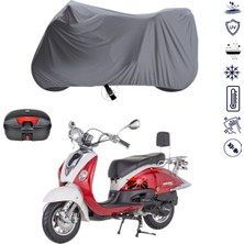 Teksin Mondial 125 Zn Çantalı Motosiklet Branda Su Geçirmez Topcase Uyumlu Motor Branda