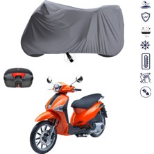 Teksin Piaggio Liberty 150 Çantalı Motosiklet Branda Su Geçirmez Topcase Uyumlu Motor Branda