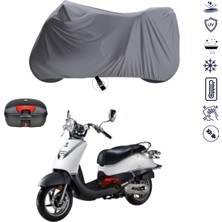 Teksin Kanuni Hussar 125 Çantalı Motosiklet Branda Su Geçirmez Topcase Uyumlu Motor Branda