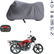 Teksin Kral KR-150-G Çantalı Motosiklet Branda Su Geçirmez Topcase Uyumlu Motor Branda