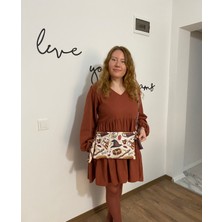 Talkıng Dreams Bordo Baykuş Desenli Uzun Saplı Clutch