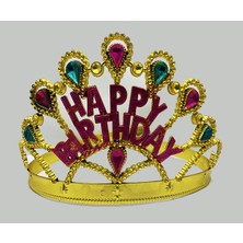 Durgunstore Altın Renk Happy Birthday Yazılı Doğum Günü Tacı 60 cm