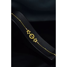 Papatya Silver 925 Ayar Gümüş Gold Kaplama Üç Renk Dorika Toplu Yıldız ve Çember Bileklik