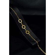 Papatya Silver 925 Ayar Gümüş Gold Kaplama Dorika Toplu Üç Halka Bileklik