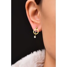 Papatya Silver 925 Ayar Gümüş Üç Renk Dorika Toplu Çember Çivili Küpe