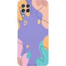 Printify Samsung Galaxy M32 Uyumlu Lansman Kılıf Karışık Renkler Tasarımlı Içi Kadife Kapak