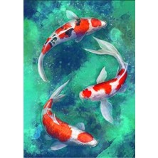 Hondep 
5d Elmas Boyama Mozaik Tablo Tuvale Gerili 40X50 cm Koi Balıkları Puzzle Tuval Seti