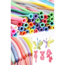 abnturk 10 Adet Makaron Sosis Balon Karışık Renk 150CM Uzayan Ince Palyaço Oyun Balonu Doğum Günü Parti