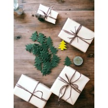 Tuğset Etiket Keçeden 3 cm Yılbaşı Çam Ağacı Süsü 25 Adet - Keçe Motif