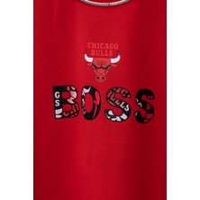 Wolters Outdoors Erkek Chıcago-Boos Oversize Baskılı Pamuklu Bisiklet Yaka Kısa Kollu T-Shirt